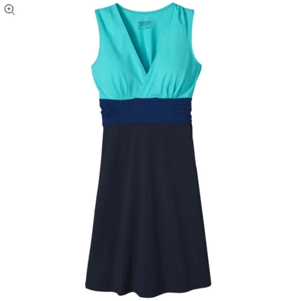Patagonia Margot wrap dress small blue green cotton